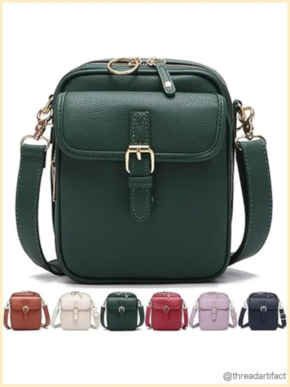 Anti-Theft Faux Leather Crossbody Bag with Card Slots